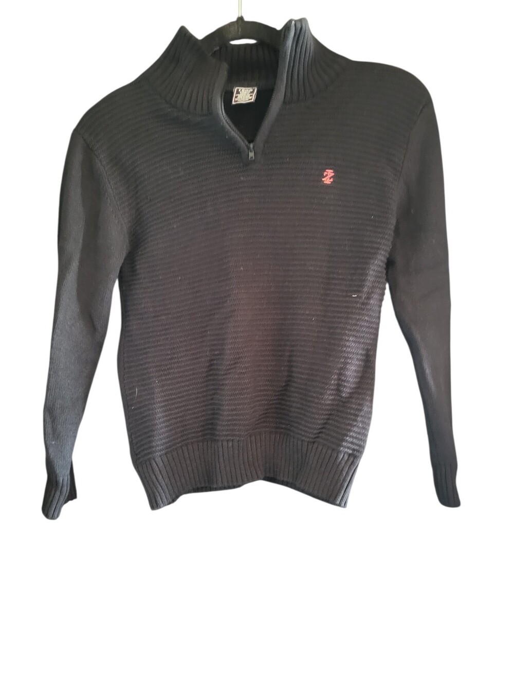 Izod Quarter-Zip Ribbed Sweater Black sz 6/7